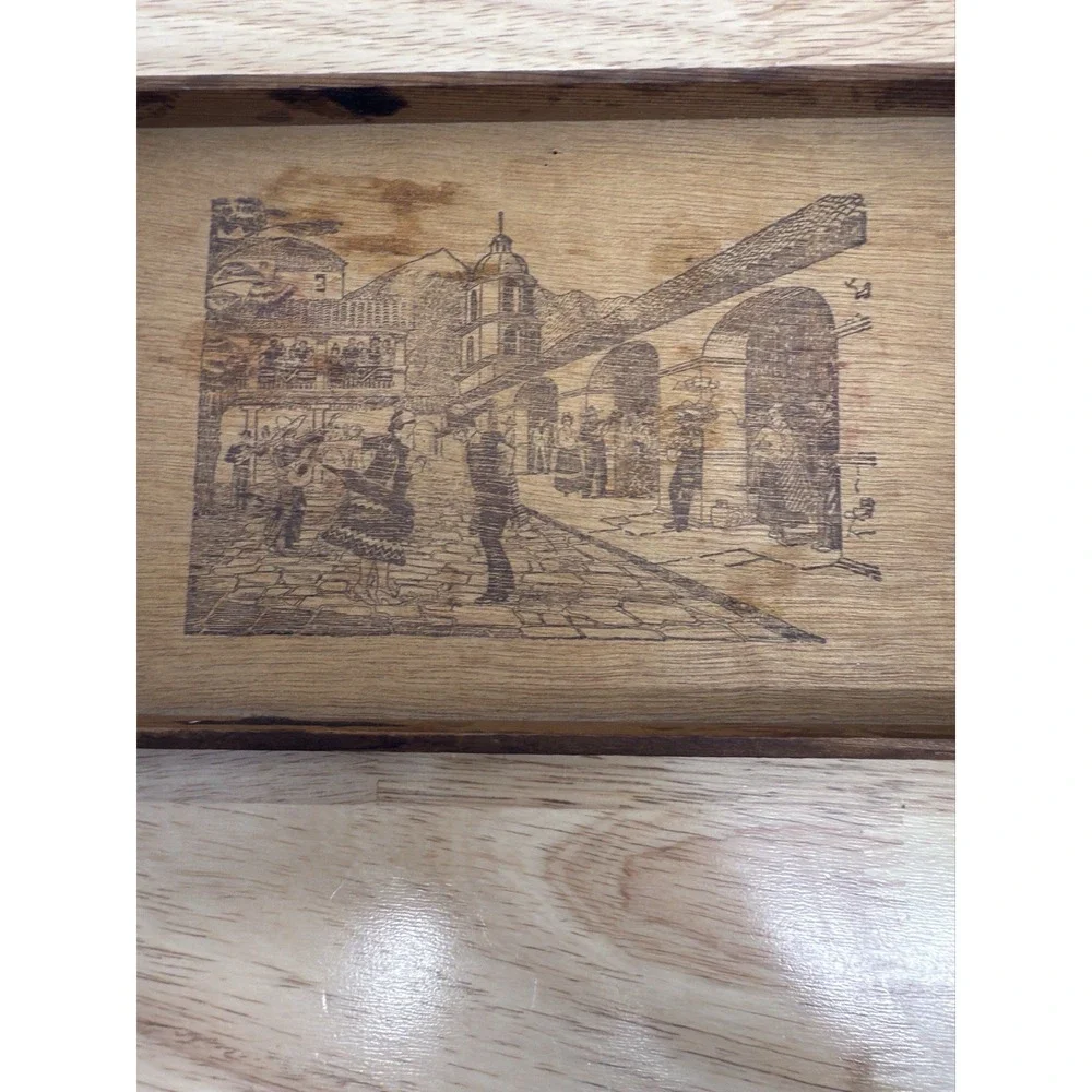 Vtg Golden State Box Factory California Redwood Tray San Gabriel Fiesta‎ 14